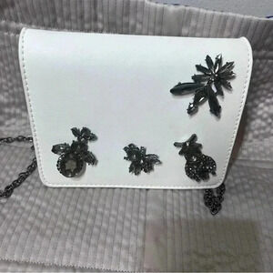 3 AM Forever white  metal chain cross body fashion bags diamond stone bugs